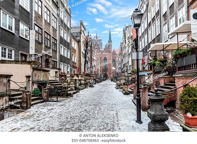 Famous Mariacka street, a landmark of the Old Town of Gdansk, Poland