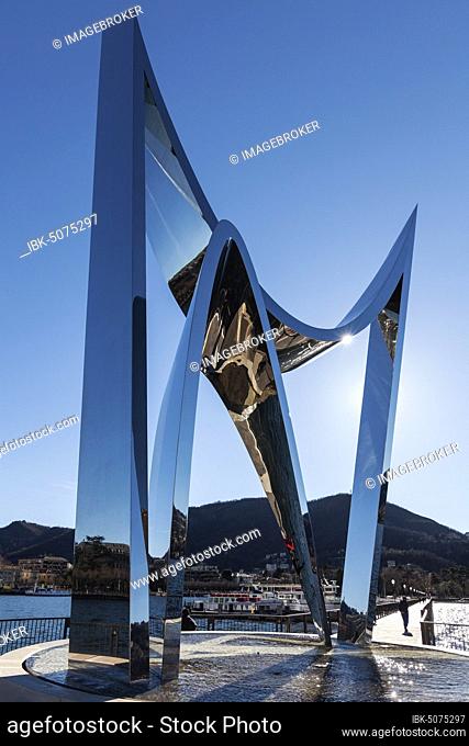 Life Electric, stainless steel sculpture by Daniel Libeskind, homage to the famous physicist Alessandro Volta, Lake Como, Lombardy, Italy, Europe