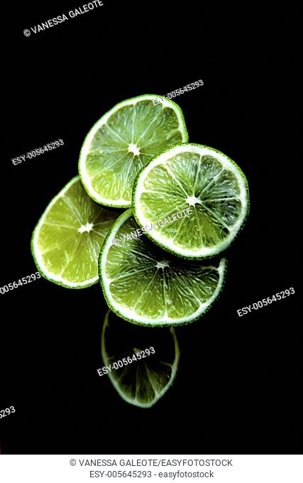 Lime isotated in black background