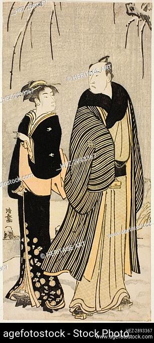 The Actor Matsumoto Koshiro IV and a geisha, from an untitled series of prints showing.., c. 1783. Creator: Torii Kiyonaga