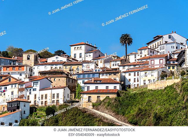 Scenic view of the beautiful fishing village of Lastres in Asturias