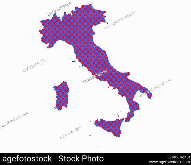 Karte von Italien in Schachbrettmuster - Map of Italy in checkerboard pattern