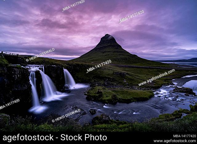 Waterfall, Kirkjufellsfoss, mountain, Kirkjufell, Snæfellsnes, Iceland
