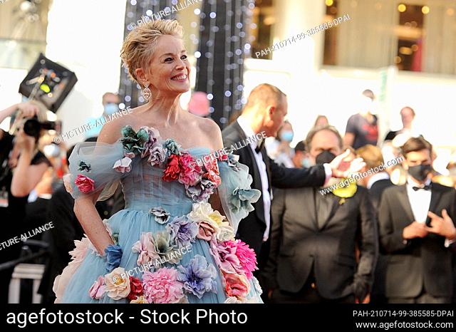 14 July 2021, France, Cannes: Sharon Stone attends the screening of the film ""A Felesegam Tortenete / The Story Of My Wife"" during the 74th Annual Cannes Film...