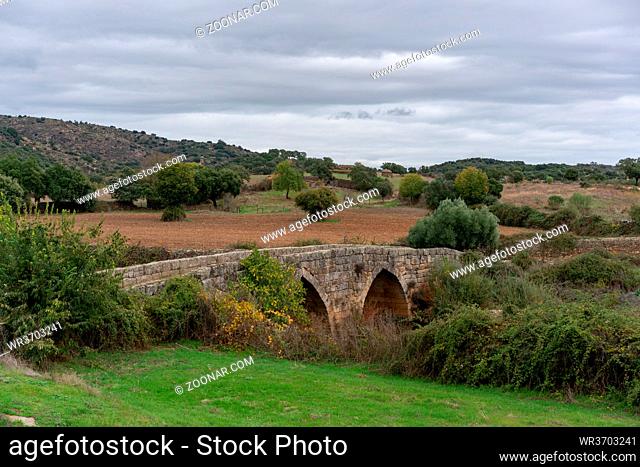 Ancient historic stone bridge in Idanha a velha, Portugal