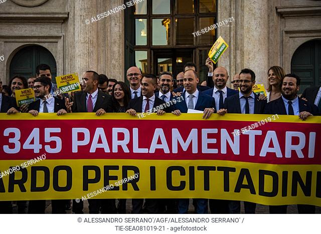 Justice Minister Alfonso Bonafede, Riccardo Fraccaro Undersecretary of Council Presidency, Leader of M5S and Minister of Foreign Affairs Luigi Di Maio and...