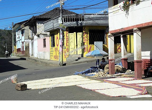 Ecuador, Chillanes, typical street, corn shop