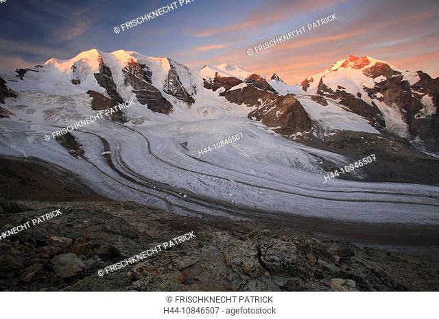 Swiss Alps, view, Diavolezza, Piz Palu, Bellavista, Piz Bernina, Pers glacier, mountains, mountain, alpine, Landscape