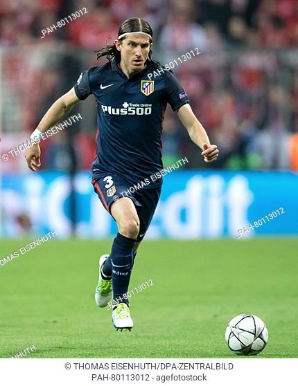 Madrid's Filipe Luis in action during the UEFA Champions League semi final soccer match FC Bayern Munich vs Atletico Madrid in Munich, Germany, 3 May 2016