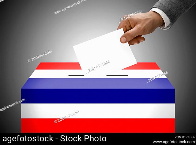 Ballot box painted into national flag colors - Thailand