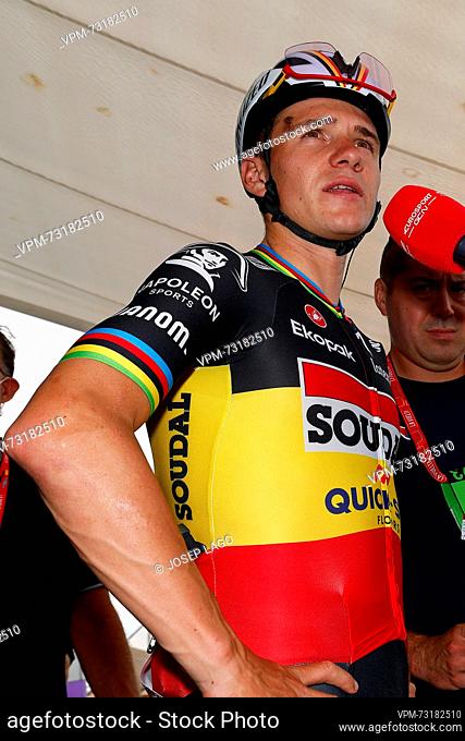 Belgian Remco Evenepoel of Soudal Quick-Step pictured ahead of stage 8 of the 2023 edition of the 'Vuelta a Espana', Tour of Spain cycling race