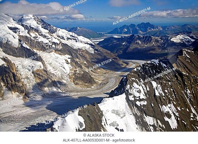 Aerial of Tokositna Glacier Alaska Range Denali National Park Interior Alaska Summer southside