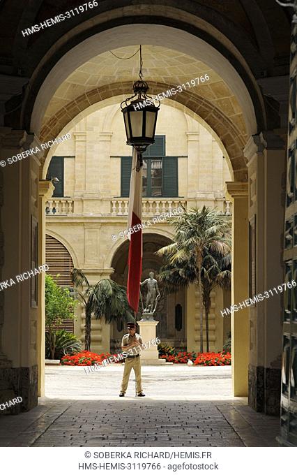Malta, Valletta listed as World Heritage by UNESCO, Magistral Palace or Palace of the Grand Master built from 1572 and which is the presidential residence of...