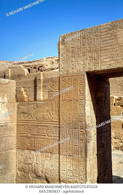 Bas-reliefs and Hieroglyphs on Doorway, Temple of Haroeris and Sobek, Kom Ombo, Egypt