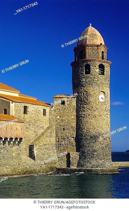 Notre Dame des anges church, Port of Collioure, Eastern Pyrenees, Languedoc-Roussillon, France