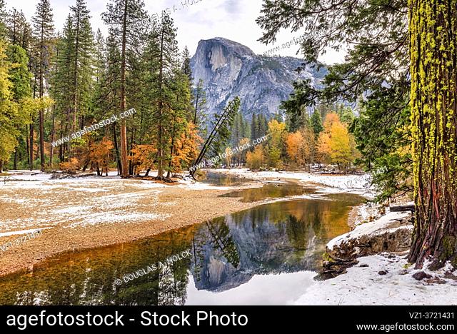 Hall Dome in Fall Color Yosemite National Park CA USA World Location