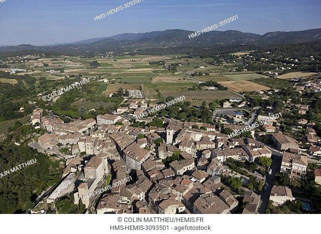France, Vaucluse, regional park of the Luberon, village La Bastide des Jourdan (aerial view)