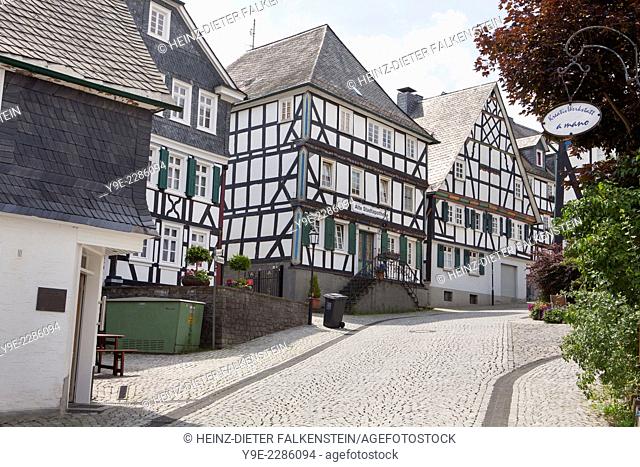 Historic town centre, Alter Flecken, Freudenberg, Siegerland region, North Rhine-Westphalia, Germany, Europe