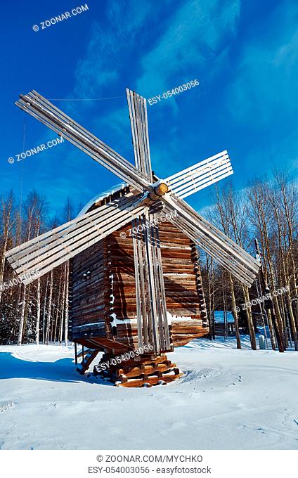 Russian Traditional wooden mill, Malye Karely village, Arkhangelsk region, Russia