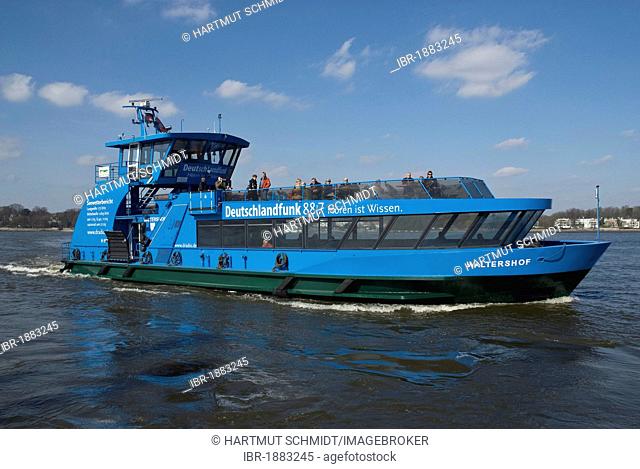 Public transport Hamburg, line 62, Waltershof port ferry on the Elbe river, Germany, Europe