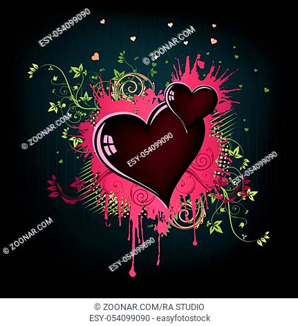 Valentine's Day Heart with Floral Abstract Isolated on White Background.Vector