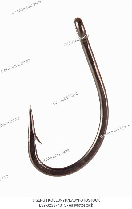 Metal fishing hook isolated on white background