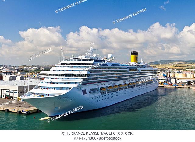 The cruise ship, Costa Serena in the port of Civitavecchia near Rome Italy