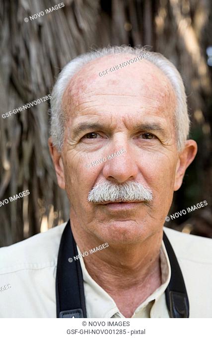 Balding Eldery Man With Moustache, Portrait