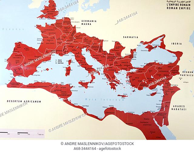 Roman Empire around the Mediterranean Sea, shown in red on a map. Photo: André Maslennikov