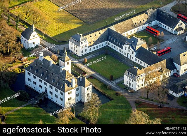 Aerial shots, central administration, moated castle Laer, Gut Laer, foundation for the public welfare TO THE LIFE, GS Romania GmbH & Co