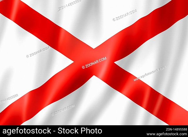 Alabama flag, united states waving banner collection. 3D illustration