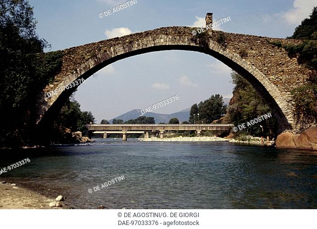 Devil's bridge or Roch bridge, 1378, Lanzo Torinese, Piedmont, Italy, 14th century