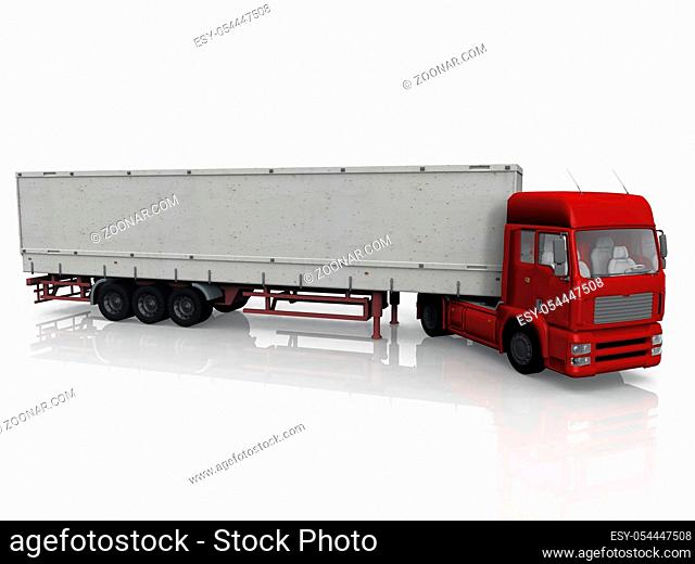 red truck on a white background