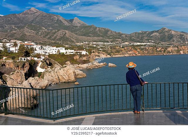 Balcon de Europa and landscape, Nerja, Malaga province, Region of Andalusia, Spain, Europe