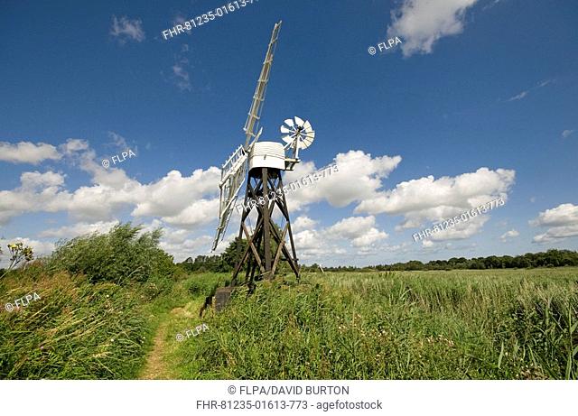Skeleton windpump, How Hill Nature Reserve, The Broads N P , Norfolk, England
