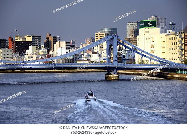 Kiyosu bridge, after the Great Kanto Earthquake (1923) bridge was built in 1928, design was based on Germany’s Koln’s bridge, Sumida river, Chuo-ku Ward, Tokyo