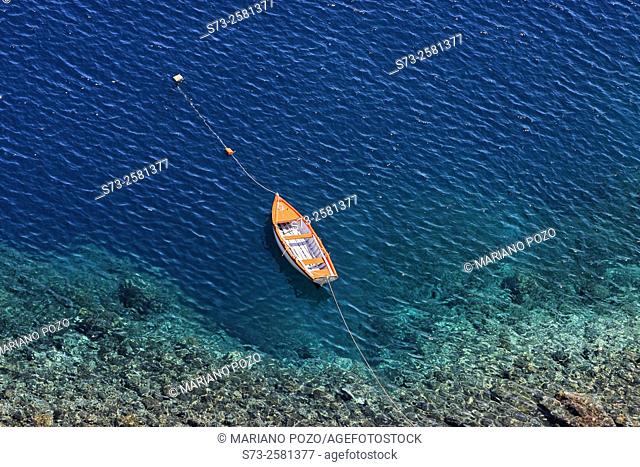 Harbour of Thirassia, Santorini, Cyclades, Aegean Sea, Greece
