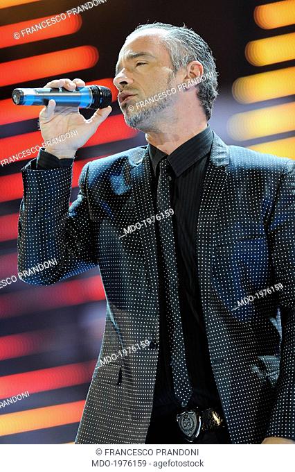 The Italian singer Eros Ramazzotti during his performance at the third edition of the Wind Music Awards. Arena of Verona (Italy), June 6, 2009