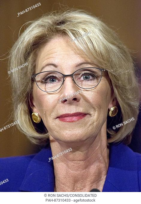 Betsy DeVos of Grand Rapids, Michigan appears before the United States Senate Committee on Health, Education, Labor and Pensions holds a confirmation hearing...