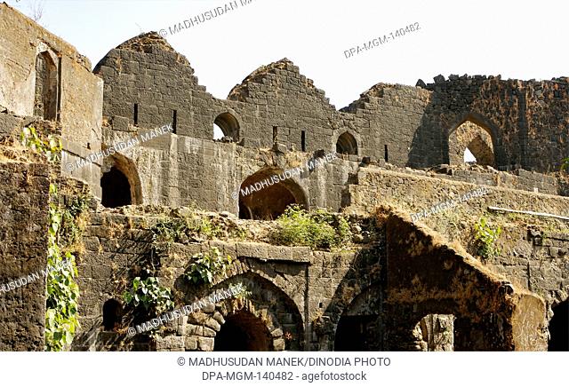 Parapet wall of fort Janjira ; Murud Janjira ; District Raigad ; Maharashtra ; India