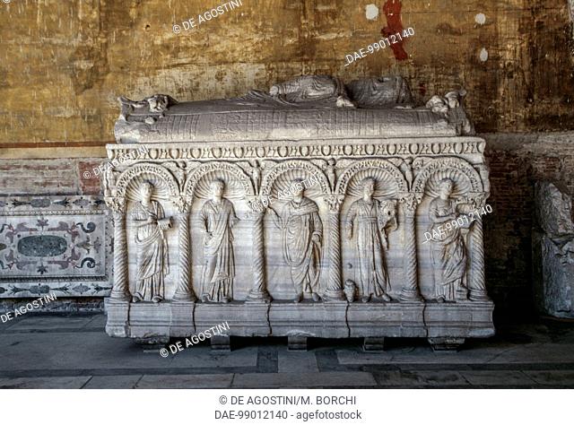 Sarcophagus of the Muses, Monumental Cemetery of Pisa (UNESCO World Heritage Site, 1987), Tuscany, Italy, Roman civilization, 3rd century