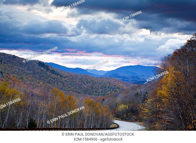 Mountains along Route 112 in Woodstock, New Hampshire USA