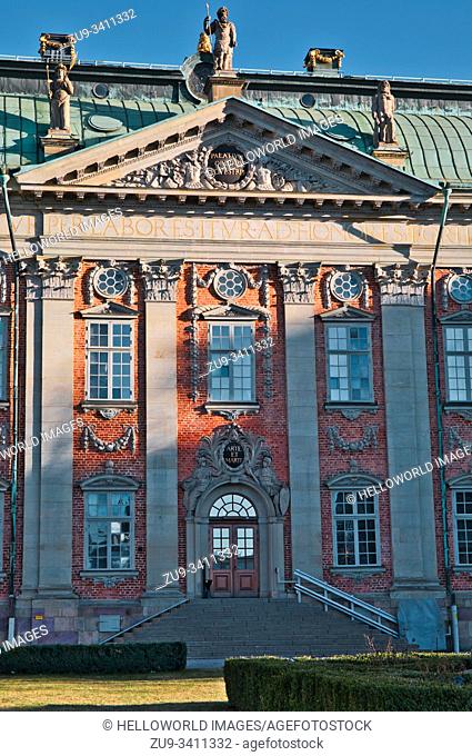 Decorative façade of the House of Nobility (Riddarhuset), Gamla Stan, Stockholm, Sweden. Construction began in 1641 and was completed in 1660