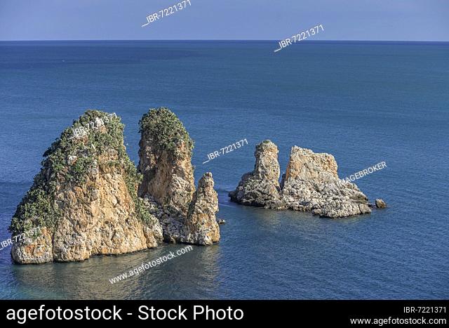 Rocks in the sea at the Tonnara di Scopello, Sicily, Italy, Europe
