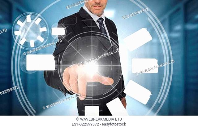 Businessman using wheel interface