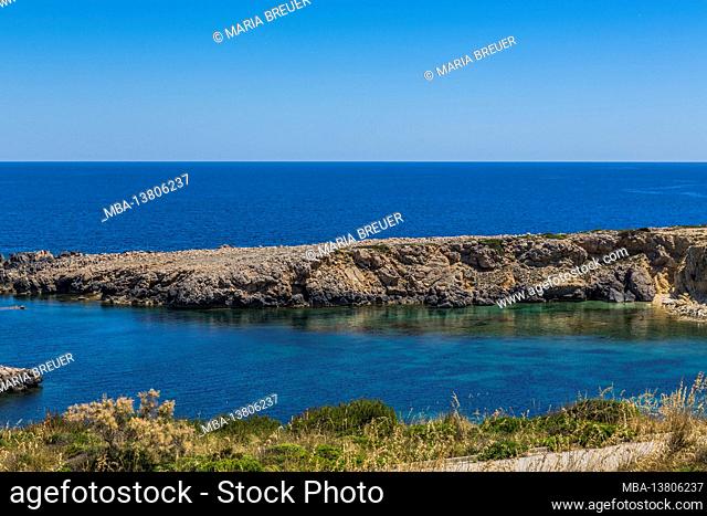 Rocky coast, Son Parc, Menorca, Balearic Islands, Mediterranean, Spain Europe