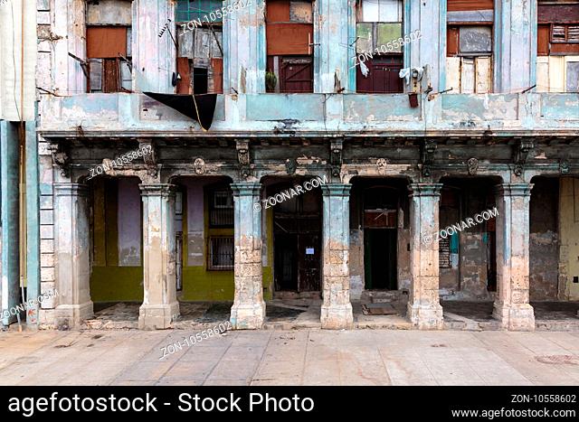 Old dilapidated buildings in the old Habana city in Cuba