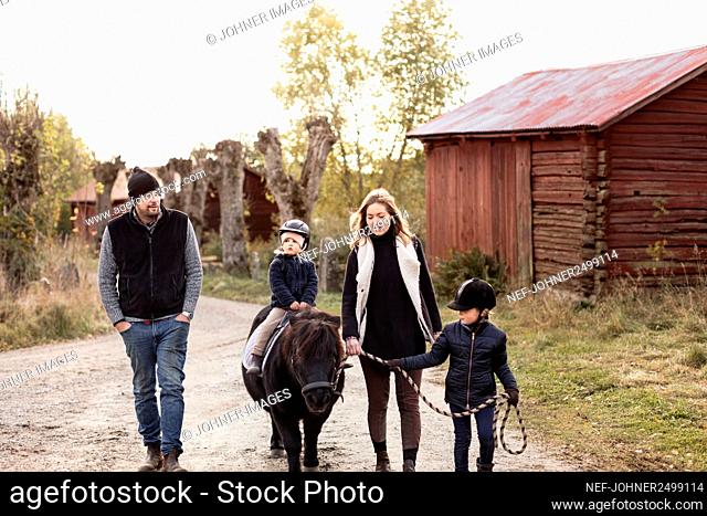 Family during horse ride
