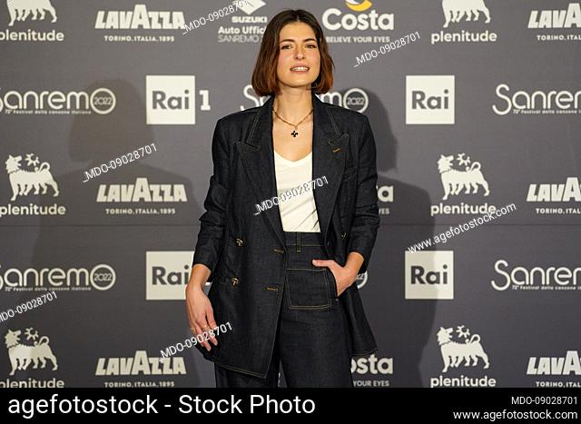 Italian actress Maria Chiara Giannetta in the Press Room of the 72 Sanremo Music Festival. Sanremo (Italy), February 4th, 2022