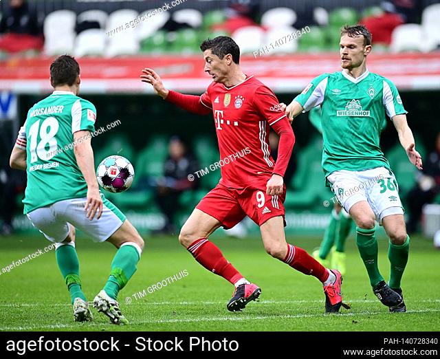 firo: 13.03.2021 Football, 1. Bundesliga, season 2020/2021, SV Werder Bremen SVW - FCB FC Bayern Munich Muenchen left to right Niklas Moisander